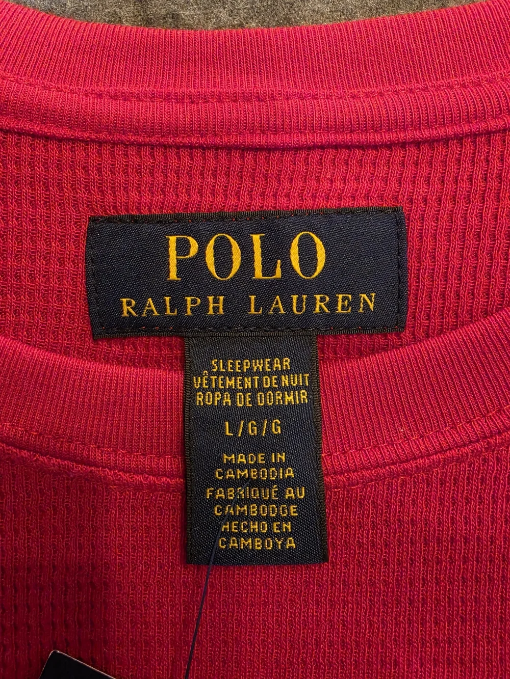 Polo Ralph Lauren Mens Crewneck Sleep Shirt Large Red Long Sleeve Loungewear